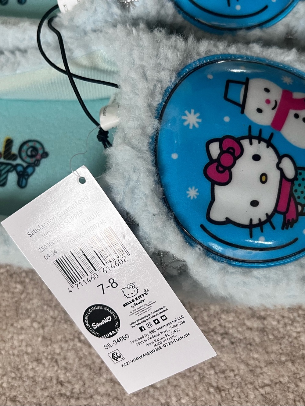 Hello Kitty Pastel Blue Plush Indoor Slippers - Picture 10 of 11